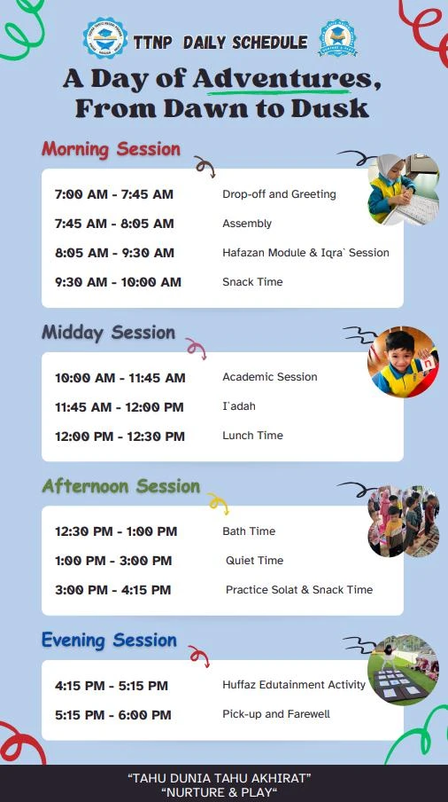 Jadual Harian TTNP - Sesi Pagi hingga Petang